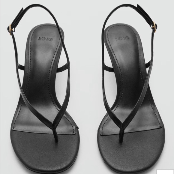 Mango Kitten Heel Black Sandals - Picture 1 of 10